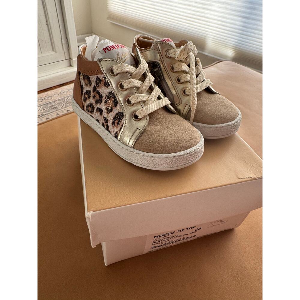 Pom d'Api  Foam Sneakers / Camel / leopard / mousse zip top size 20 5c
